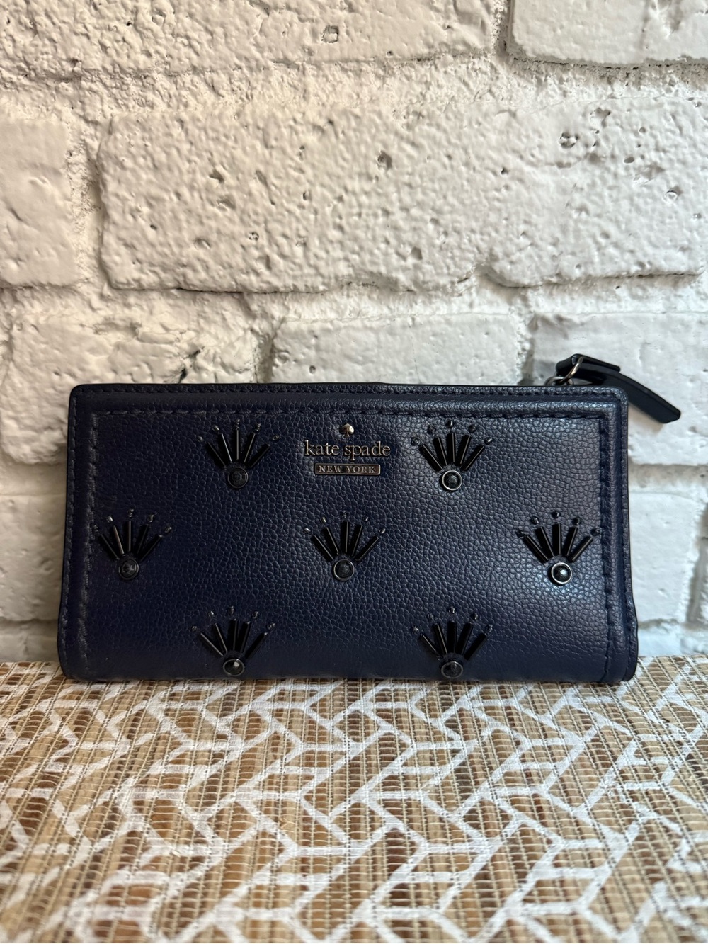 Kate Spade Embellished Navy Wallet